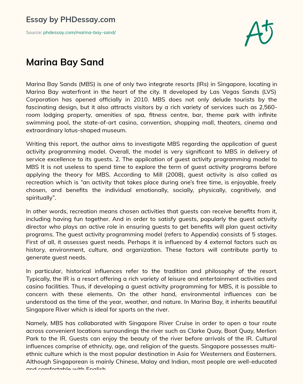 Marina Bay Sand essay