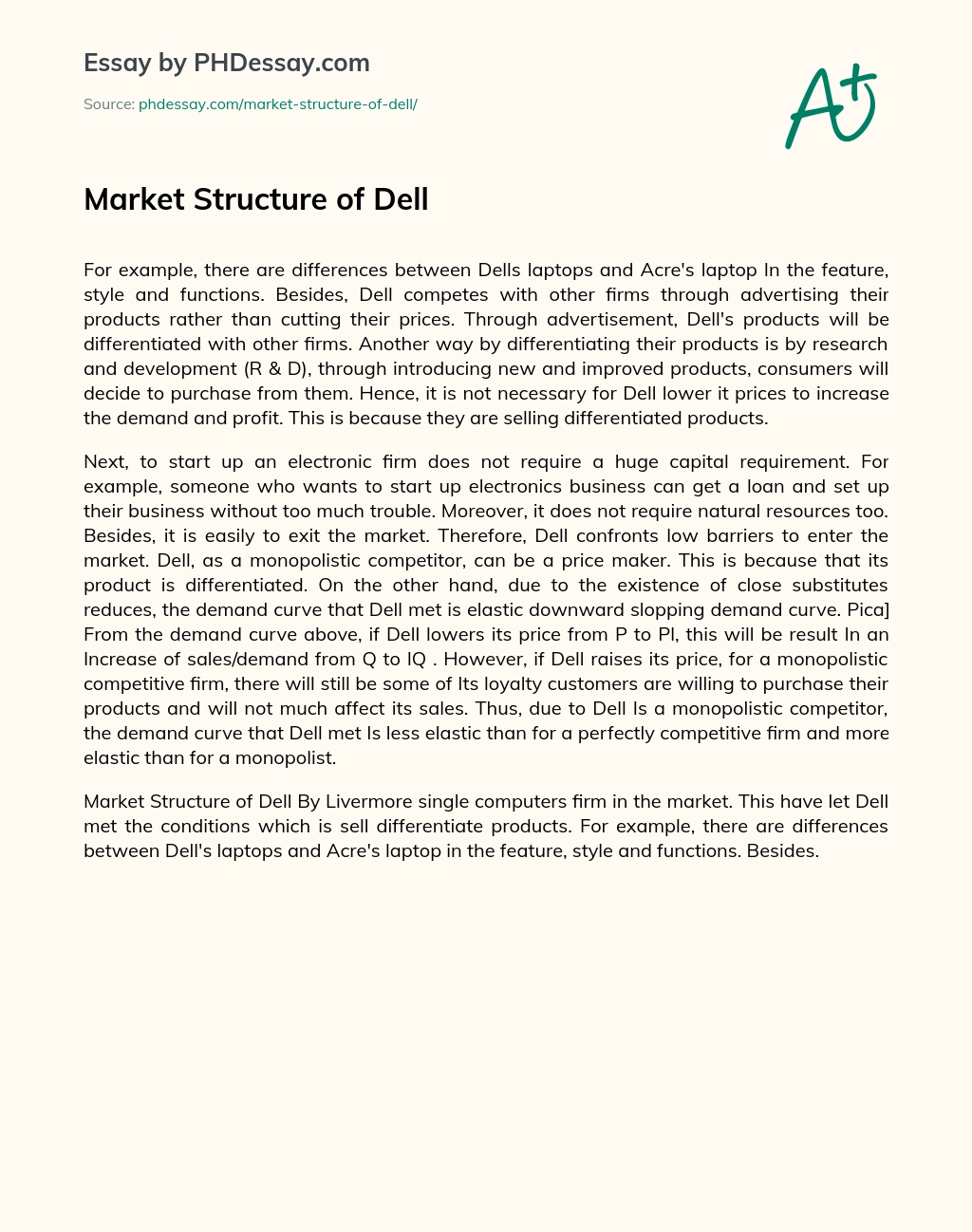 Market Structure of Dell essay