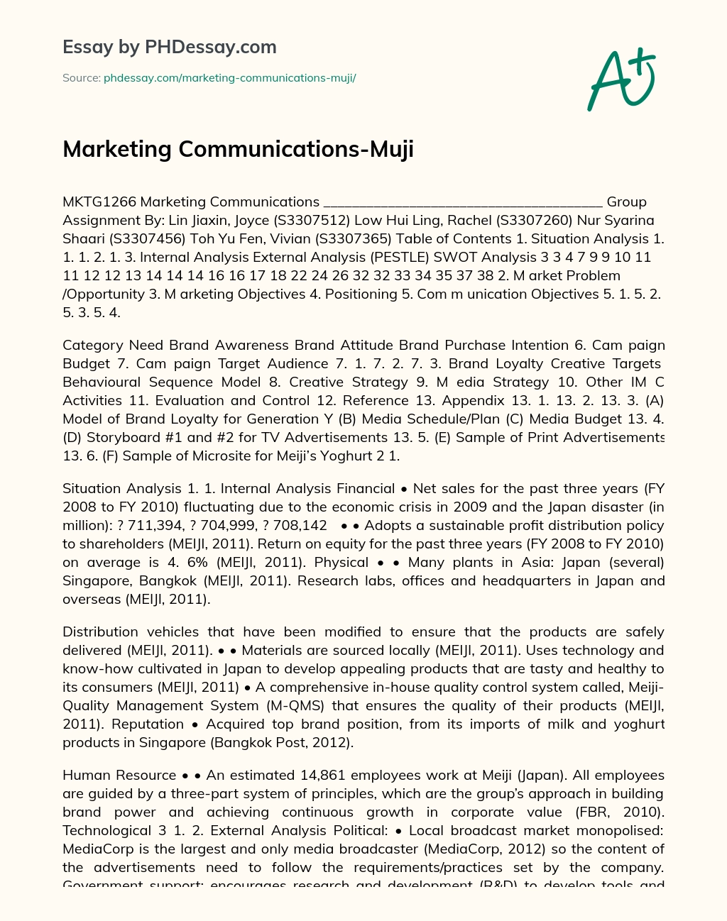 Marketing Communications-Muji essay