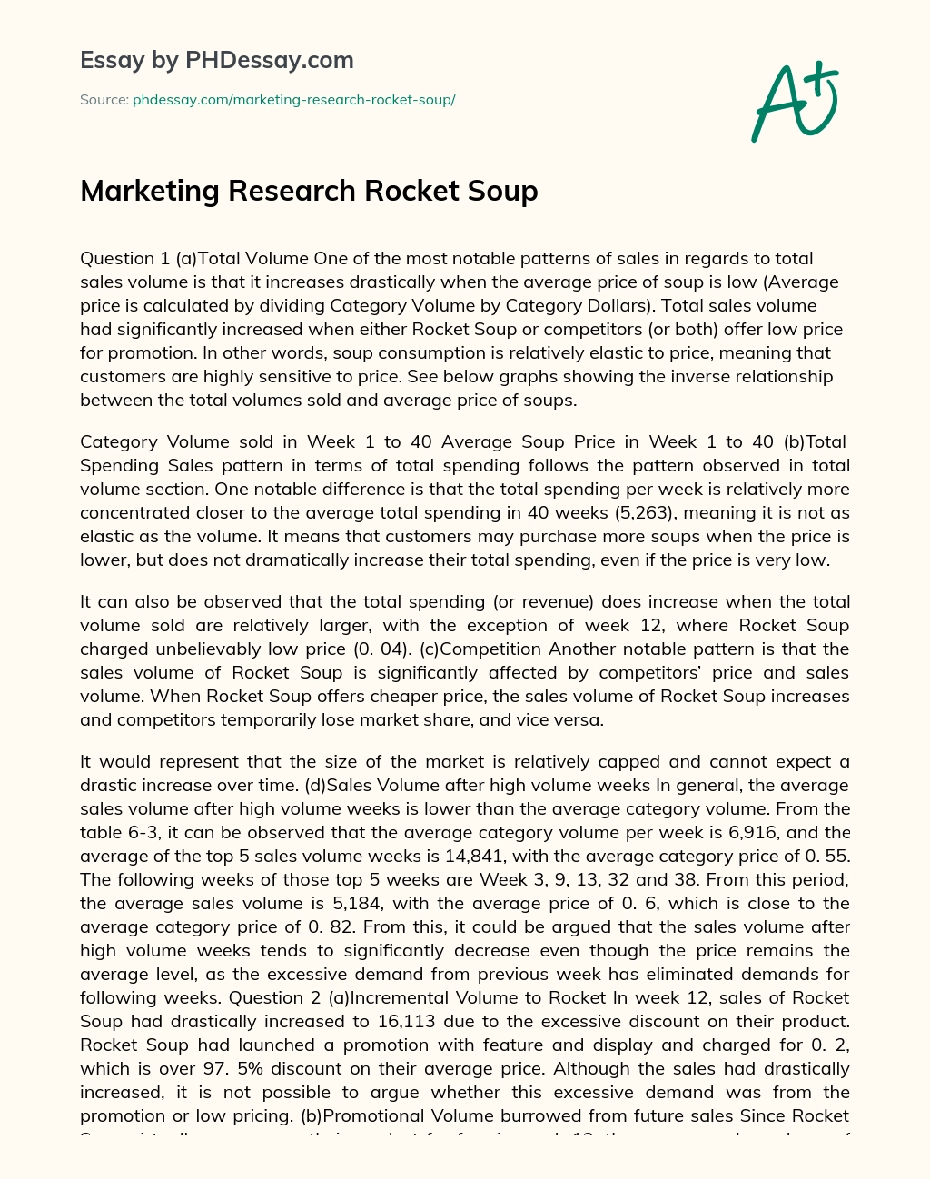 Marketing Research Rocket Soup essay