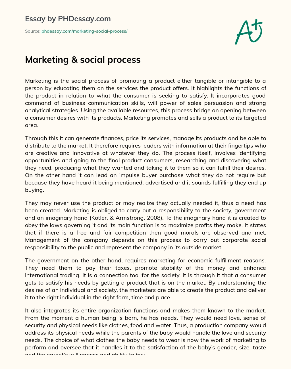 Marketing & social process essay