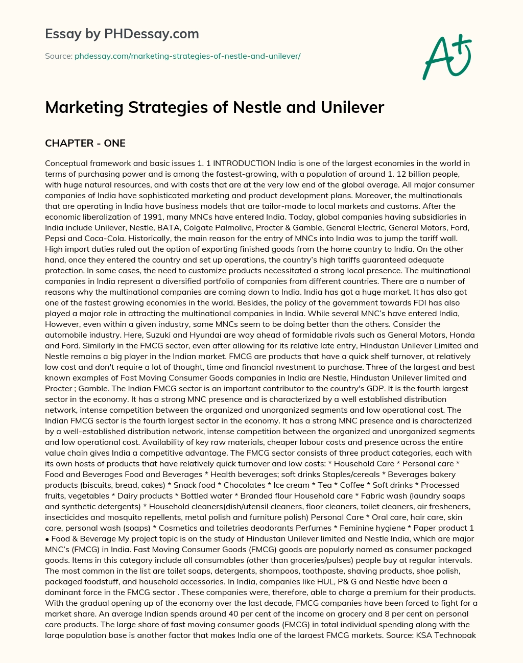 Marketing Strategies of Nestle and Unilever essay