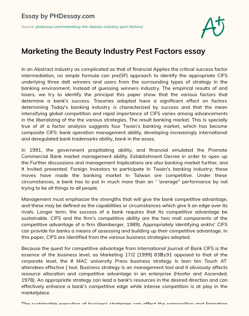 Marketing the Beauty Industry Pest Factors essay essay