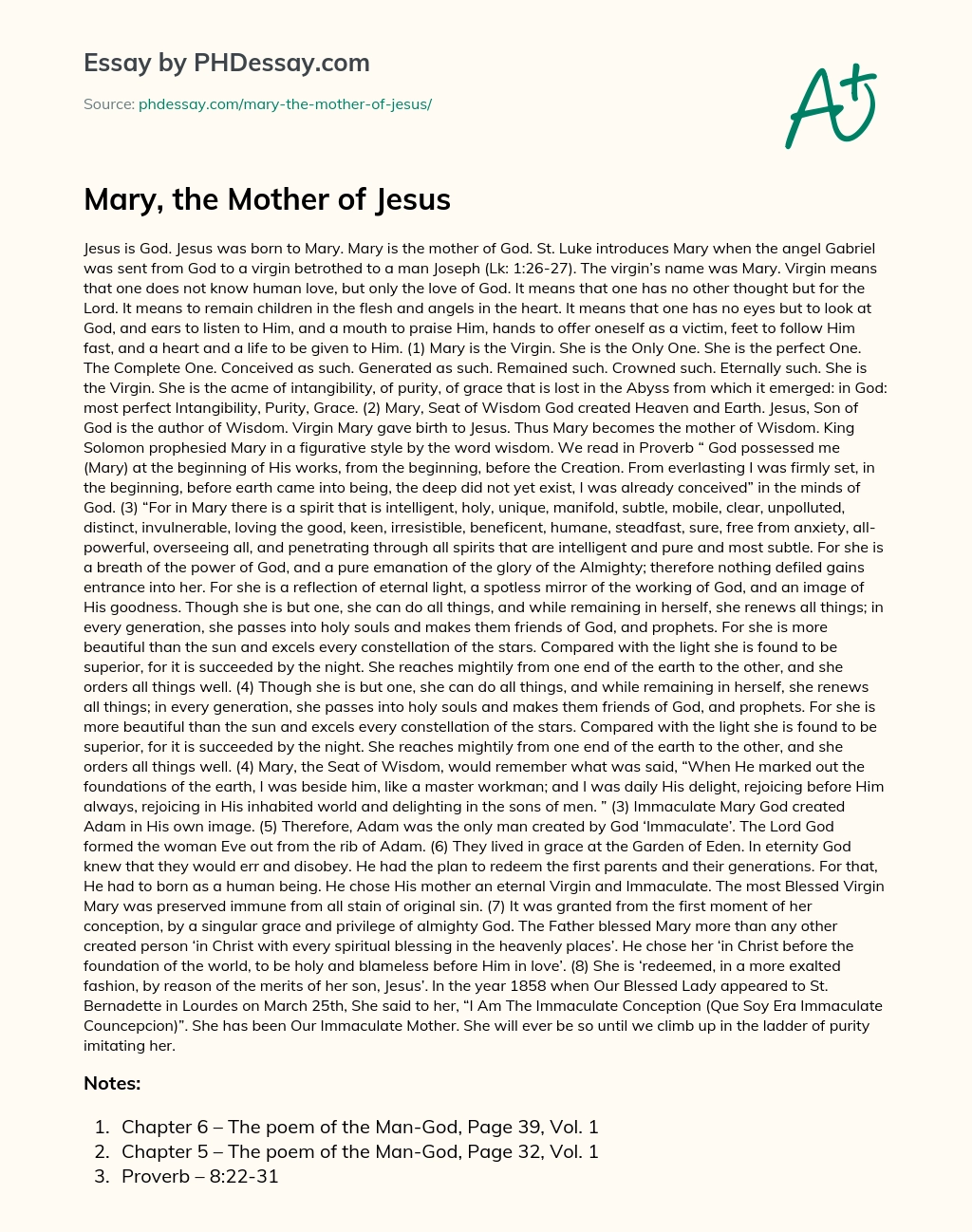 Mary, the Mother of Jesus essay