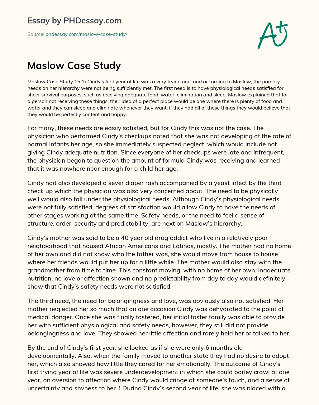 Maslow Case Study essay