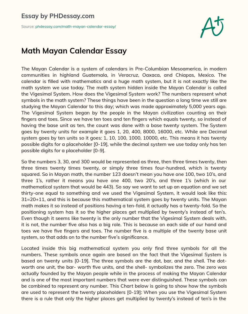 Math Mayan Calendar Essay essay