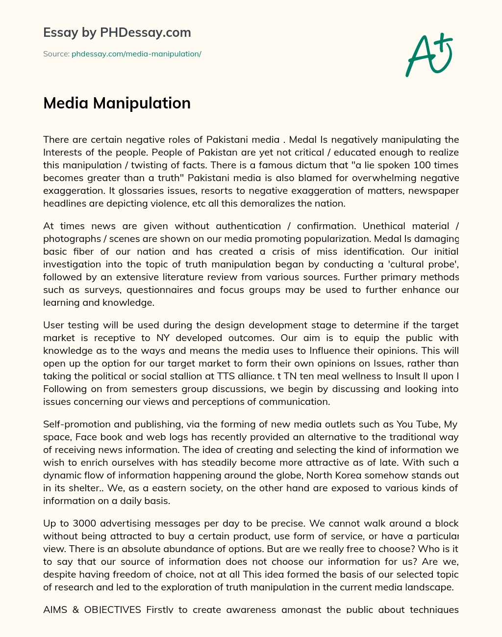 Media Manipulation essay