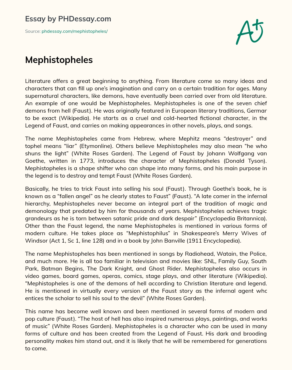 Mephistopheles essay