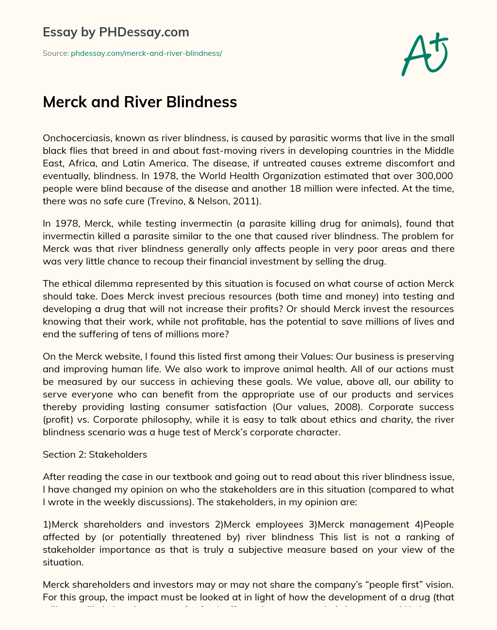 Merck and River Blindness essay