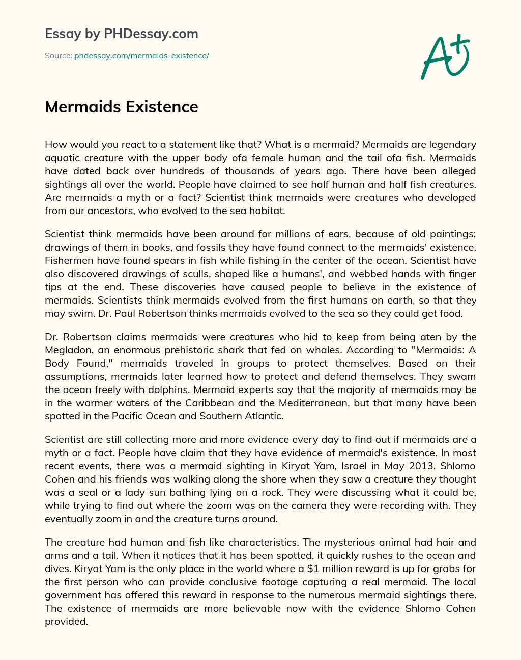 Mermaids Existence essay
