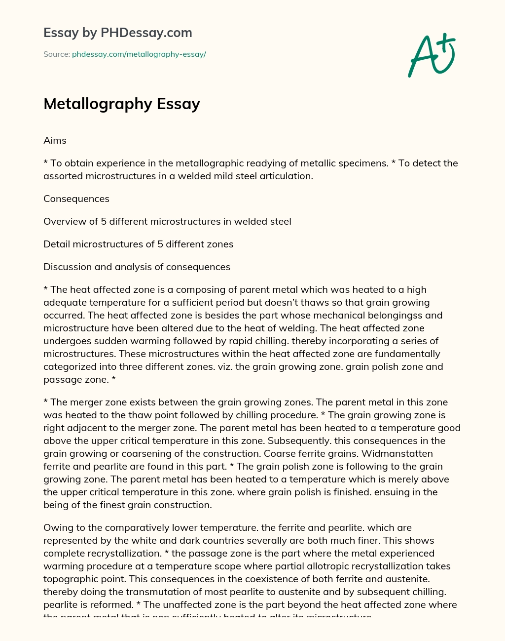 Metallography Essay essay