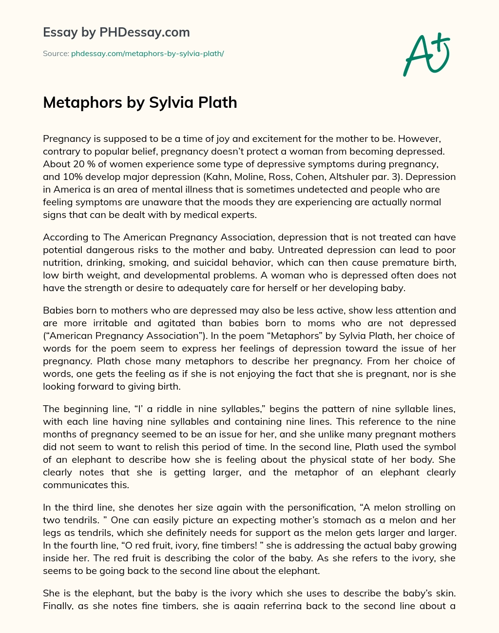 Metaphors by Sylvia Plath essay