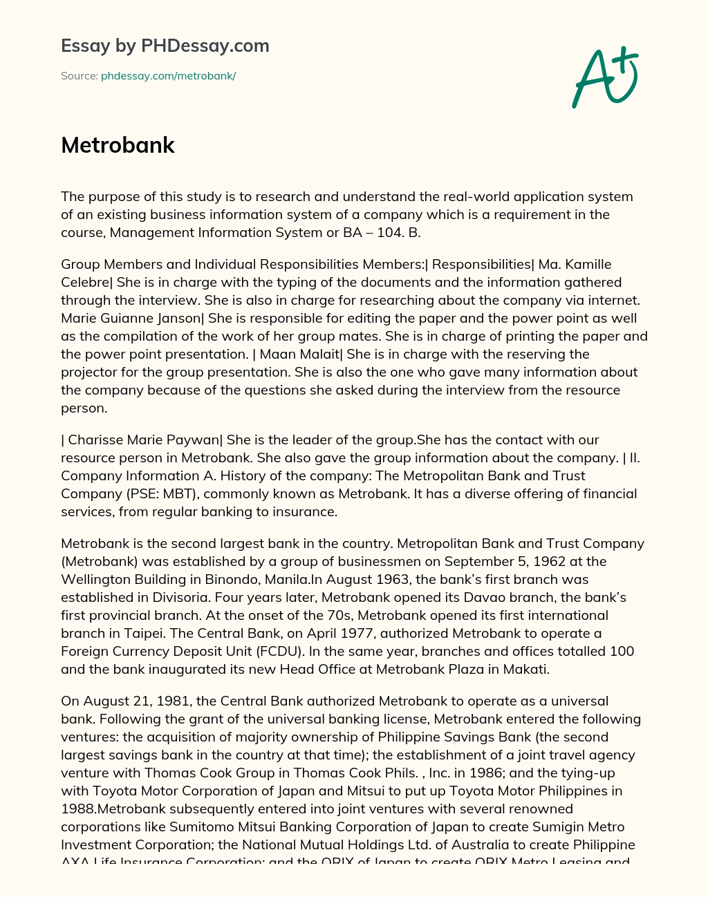 metrobank phdessay com