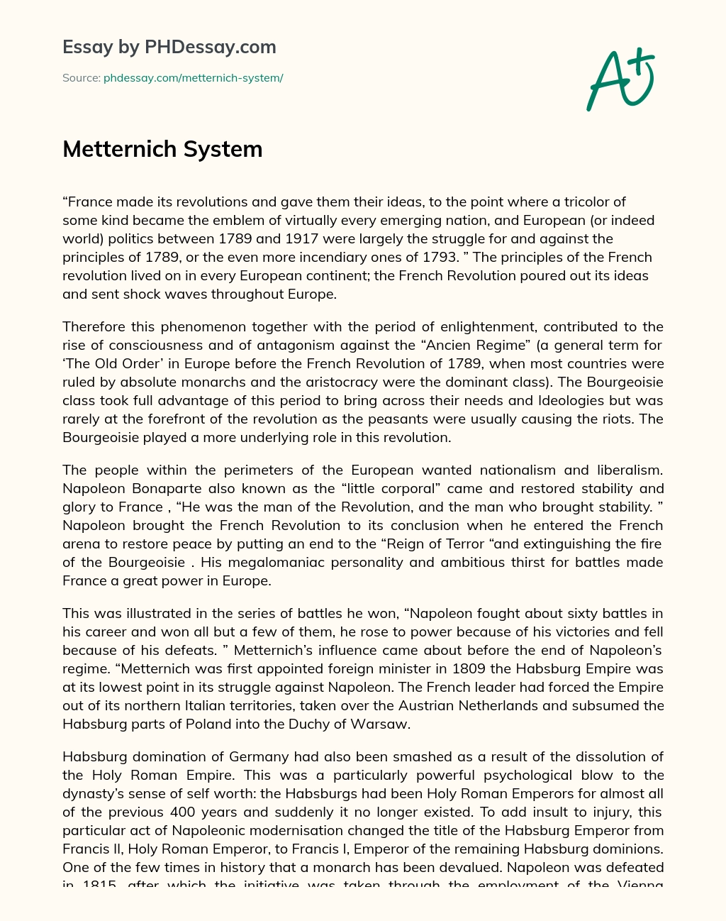 Metternich System essay