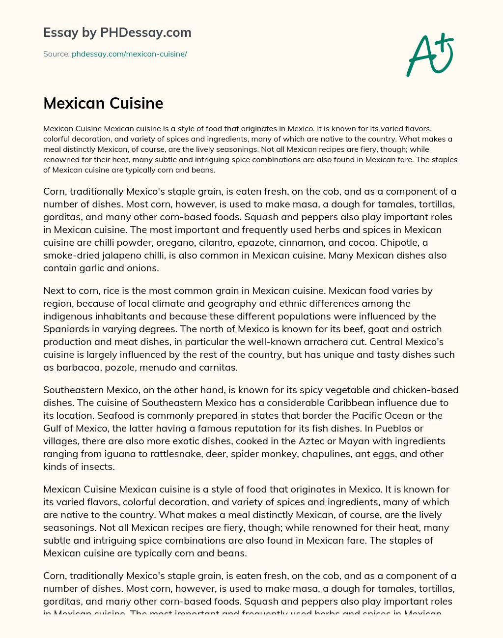 mexican food essay