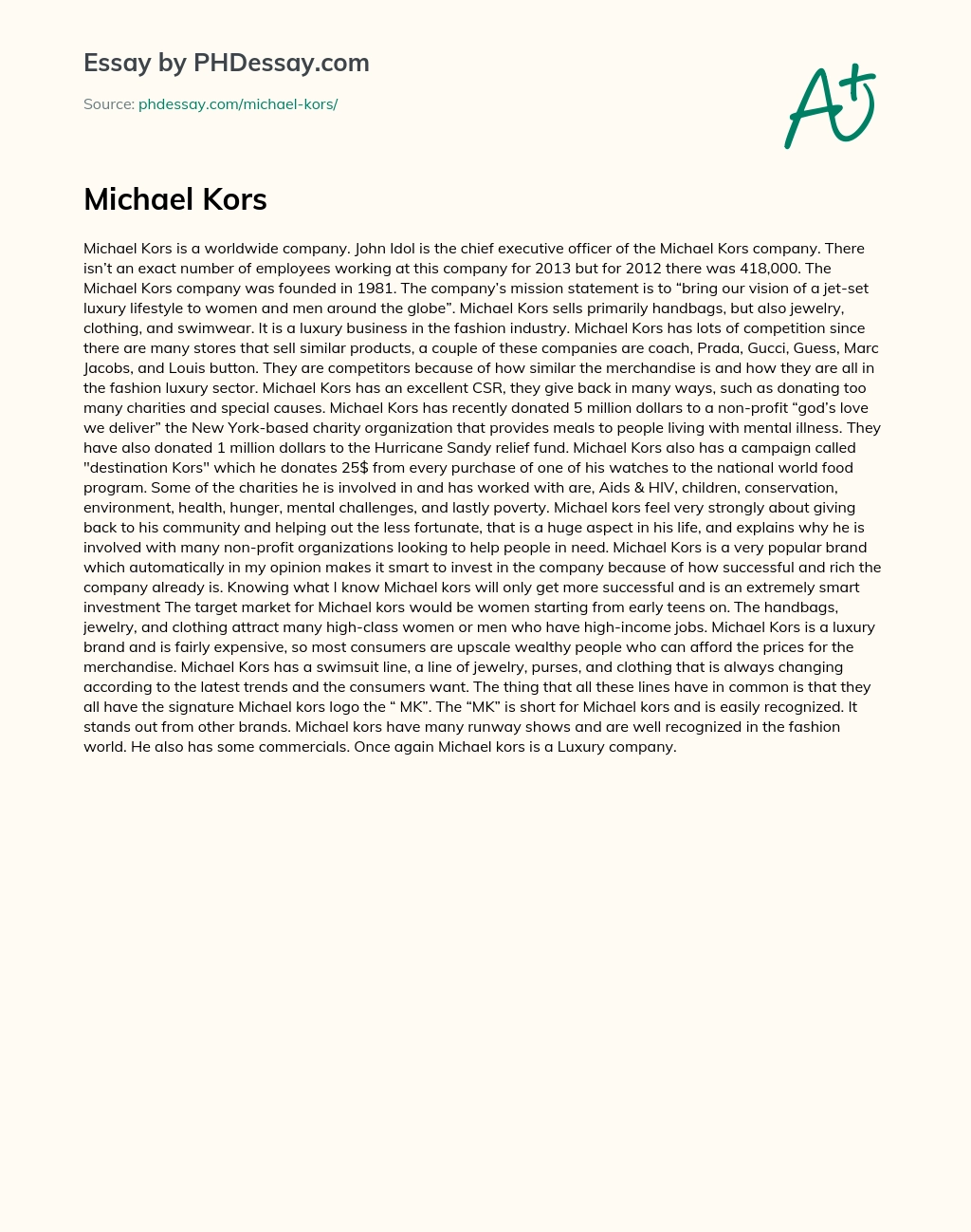 Michael Kors essay