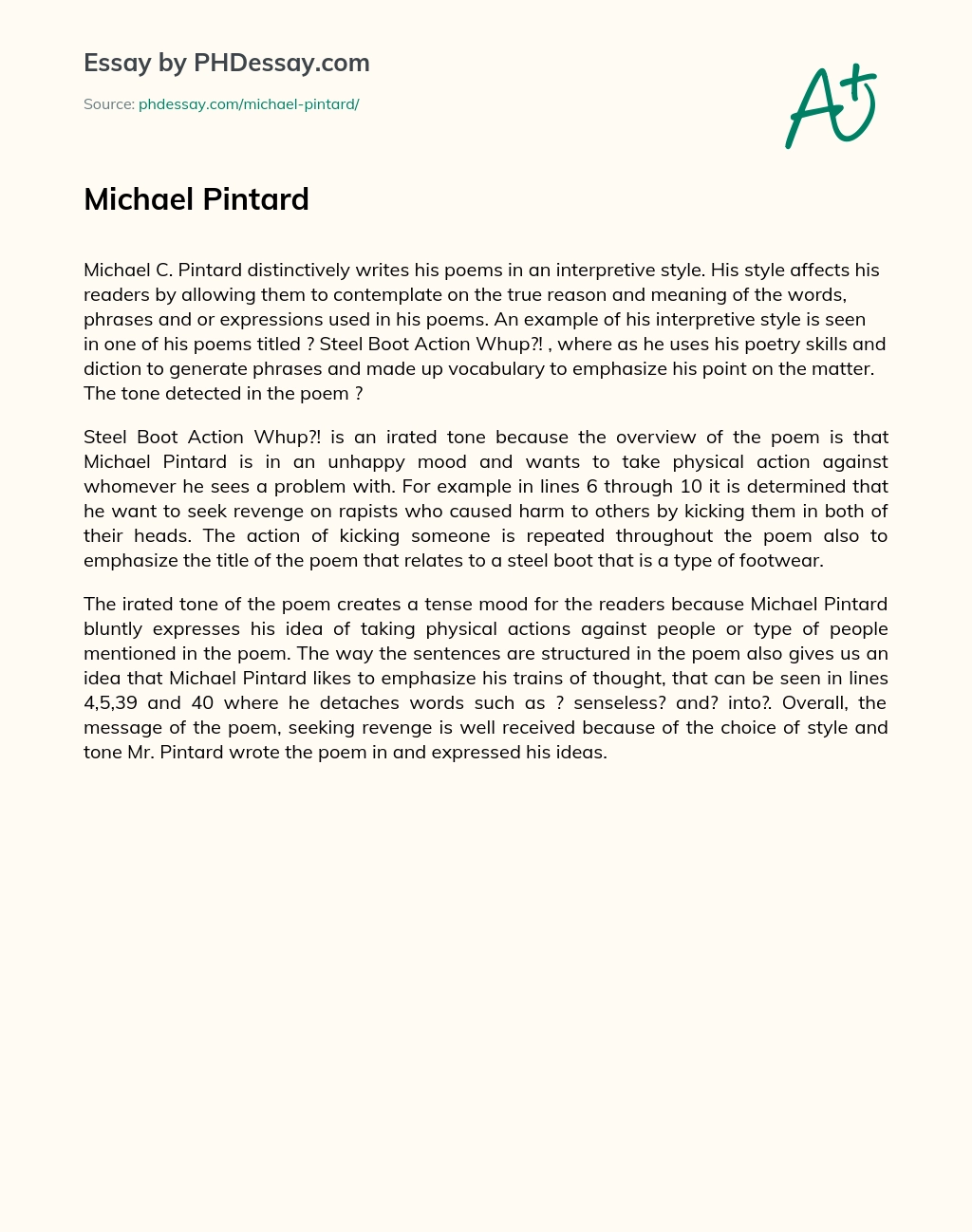 Michael Pintard essay