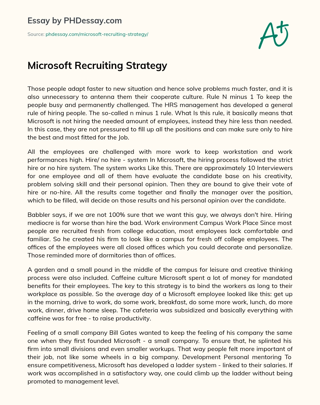 Microsoft Recruiting Strategy essay
