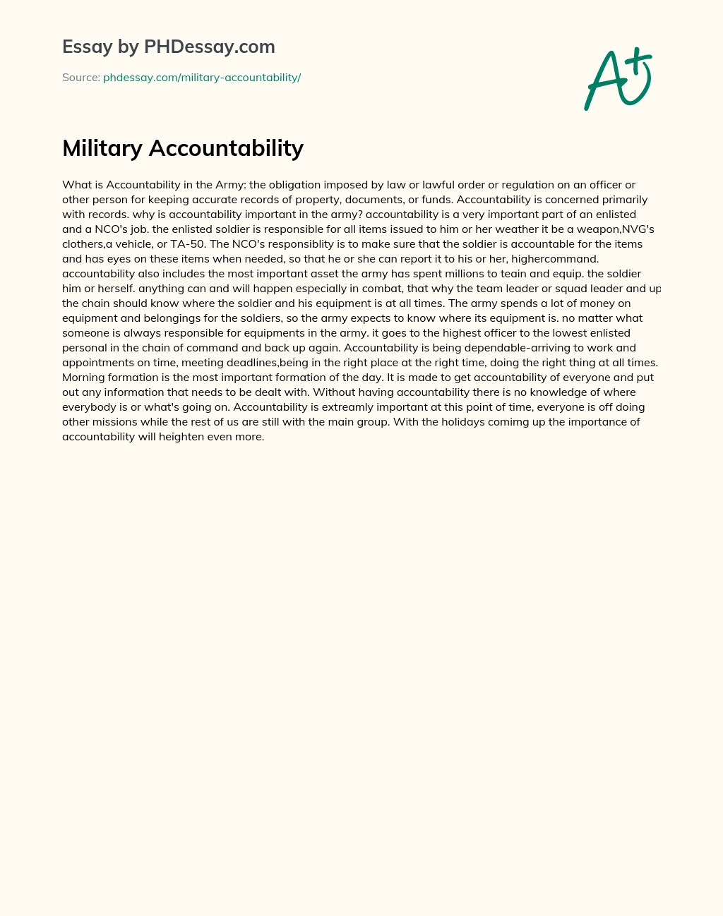 Military Accountability essay