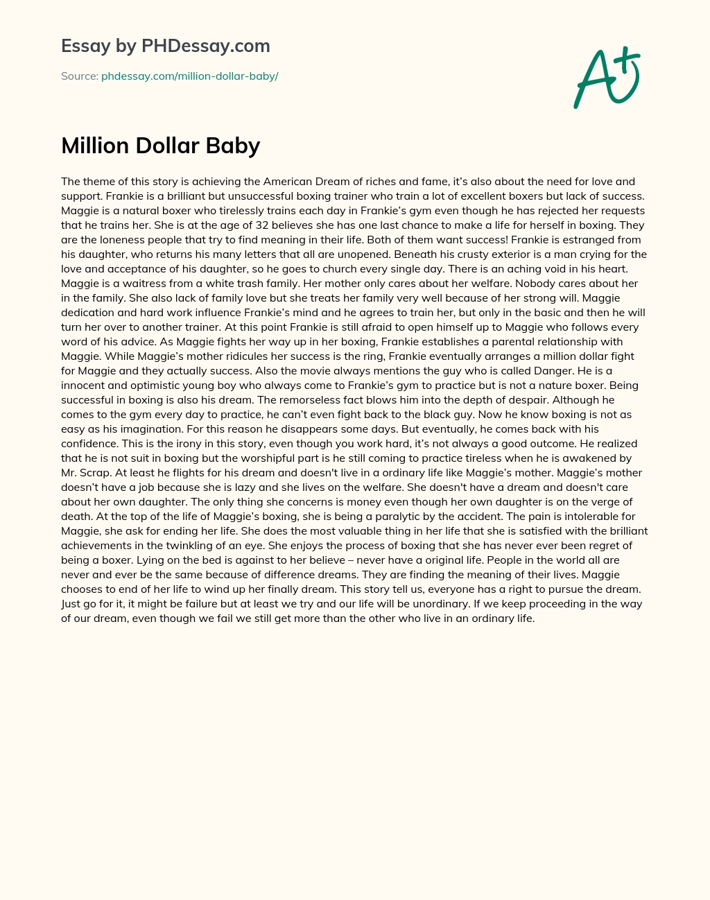 Million Dollar Baby essay