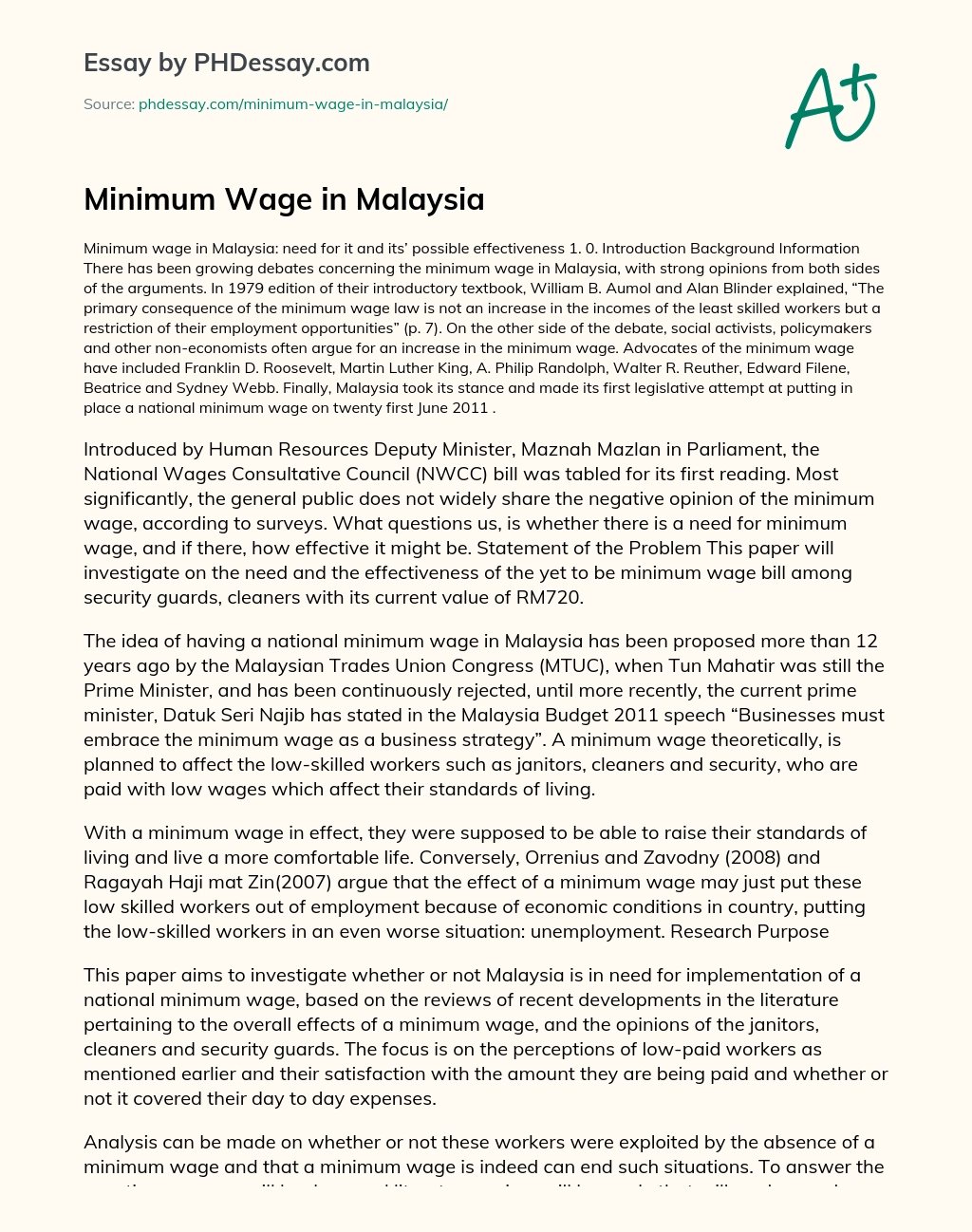 Minimum wage malaysia 2021