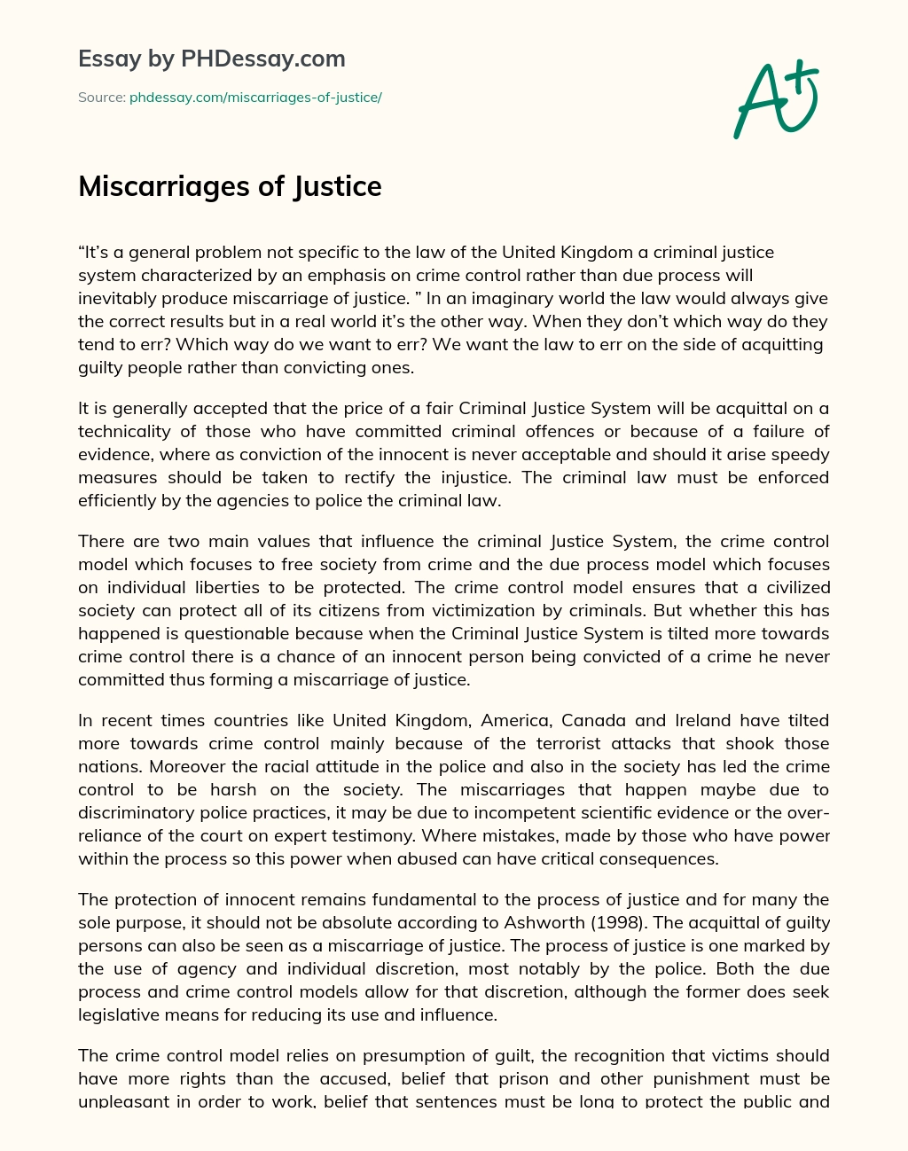 Miscarriages of Justice essay