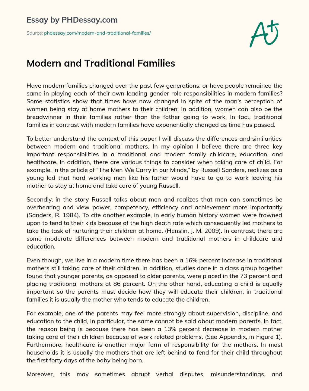 traditional family vs modern family