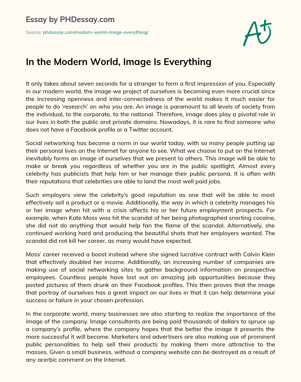 In the Modern World, Image Is Everything essay