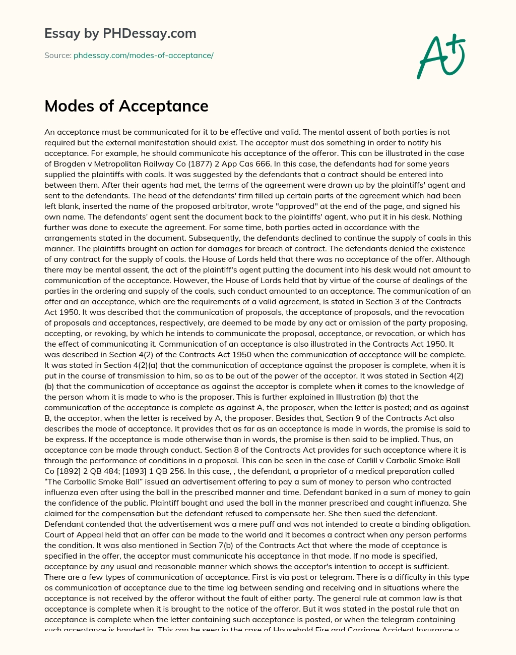 Modes of Acceptance essay