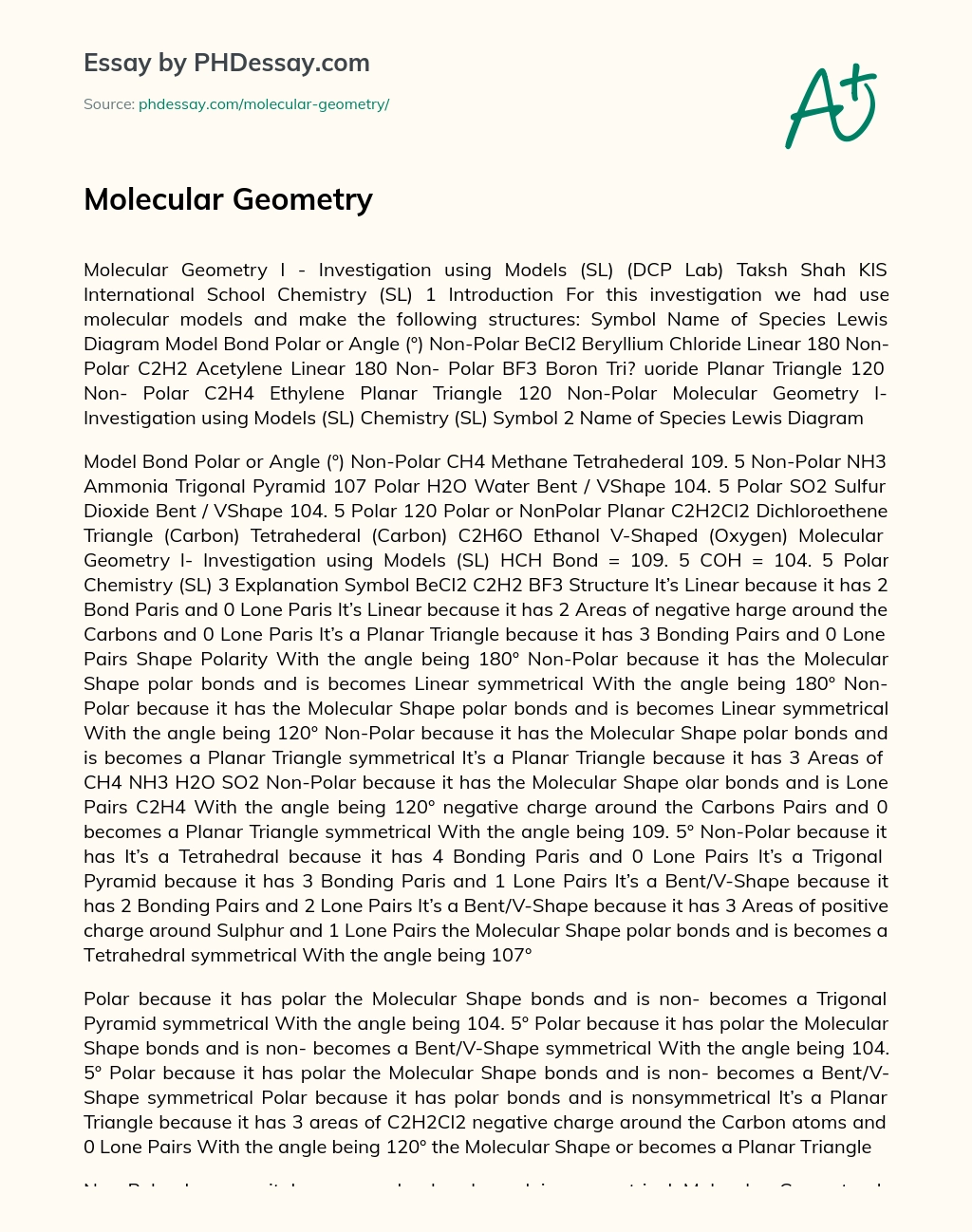 Molecular Geometry essay