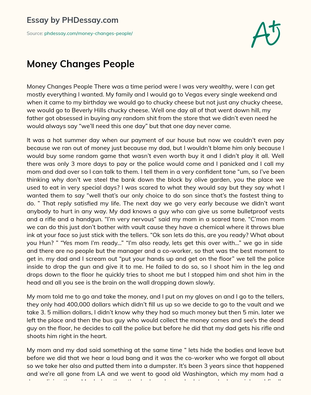 Money Changes People essay