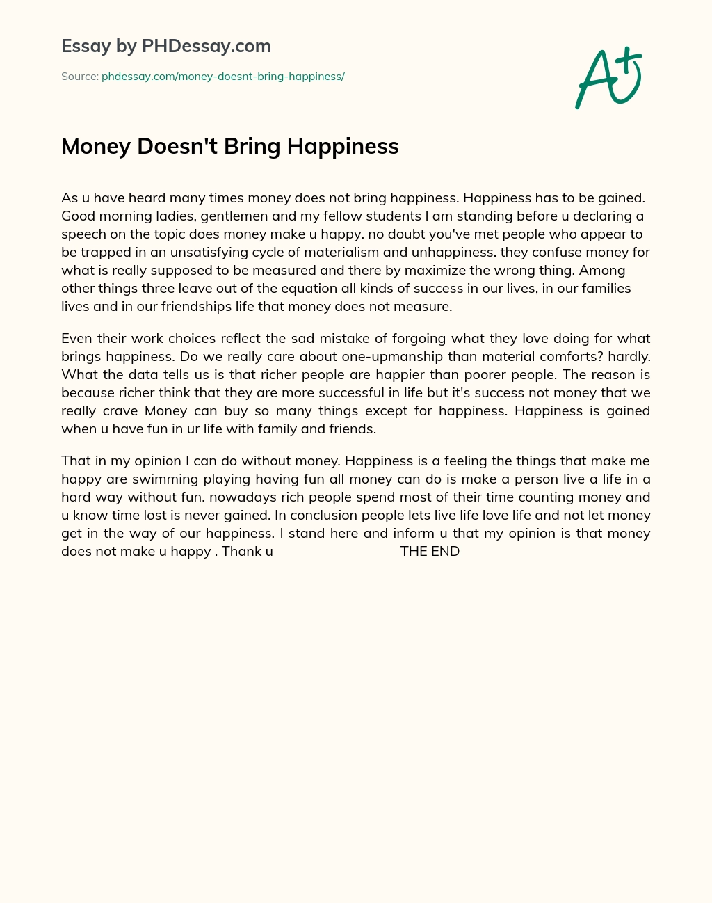 Реферат: Affluenza An Unhappy Relationship With Money Essay