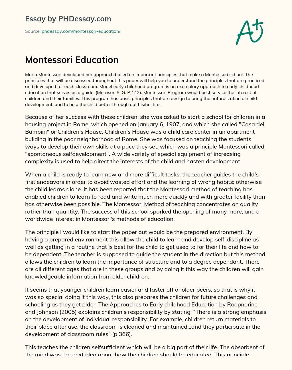 Montessori Education essay