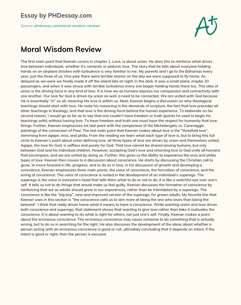 Moral Wisdom Review essay