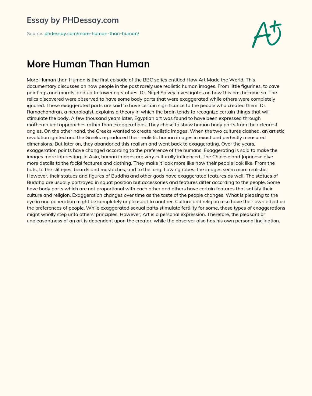 More Human Than Human essay