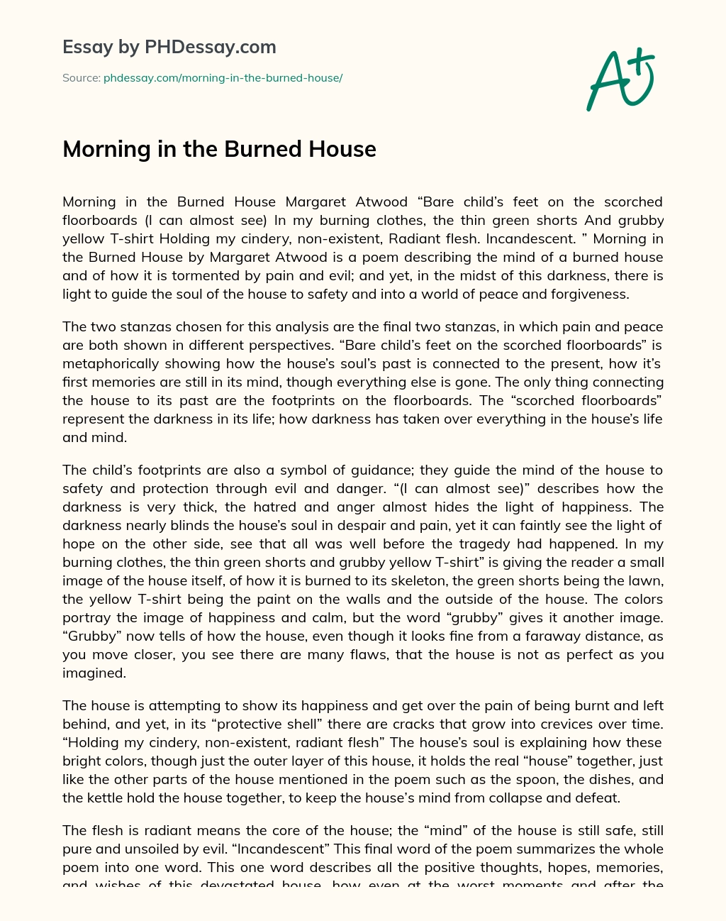 Morning in the Burned House essay