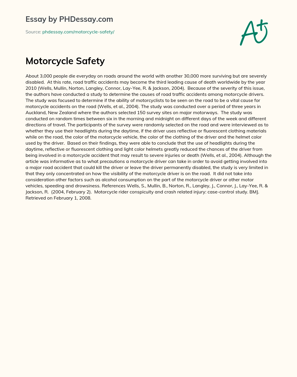 Motorcycle Safety essay