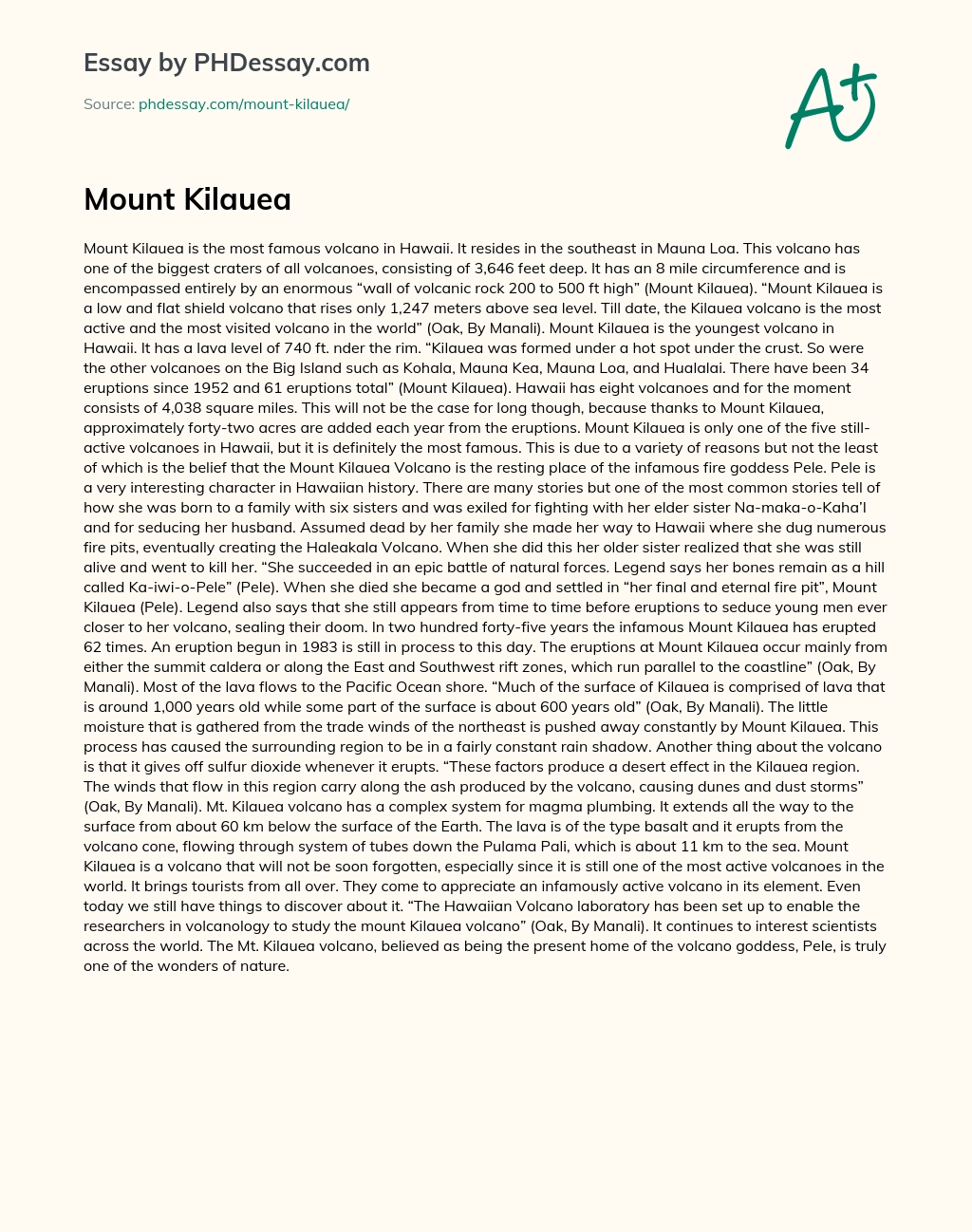 Mount Kilauea essay