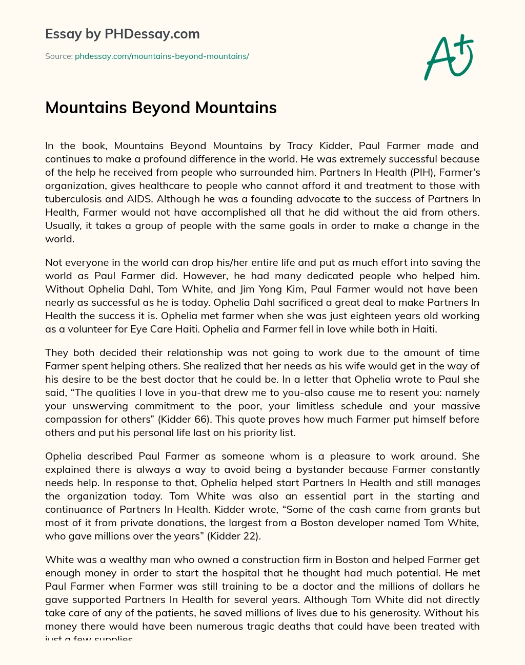 Mountains Beyond Mountains essay