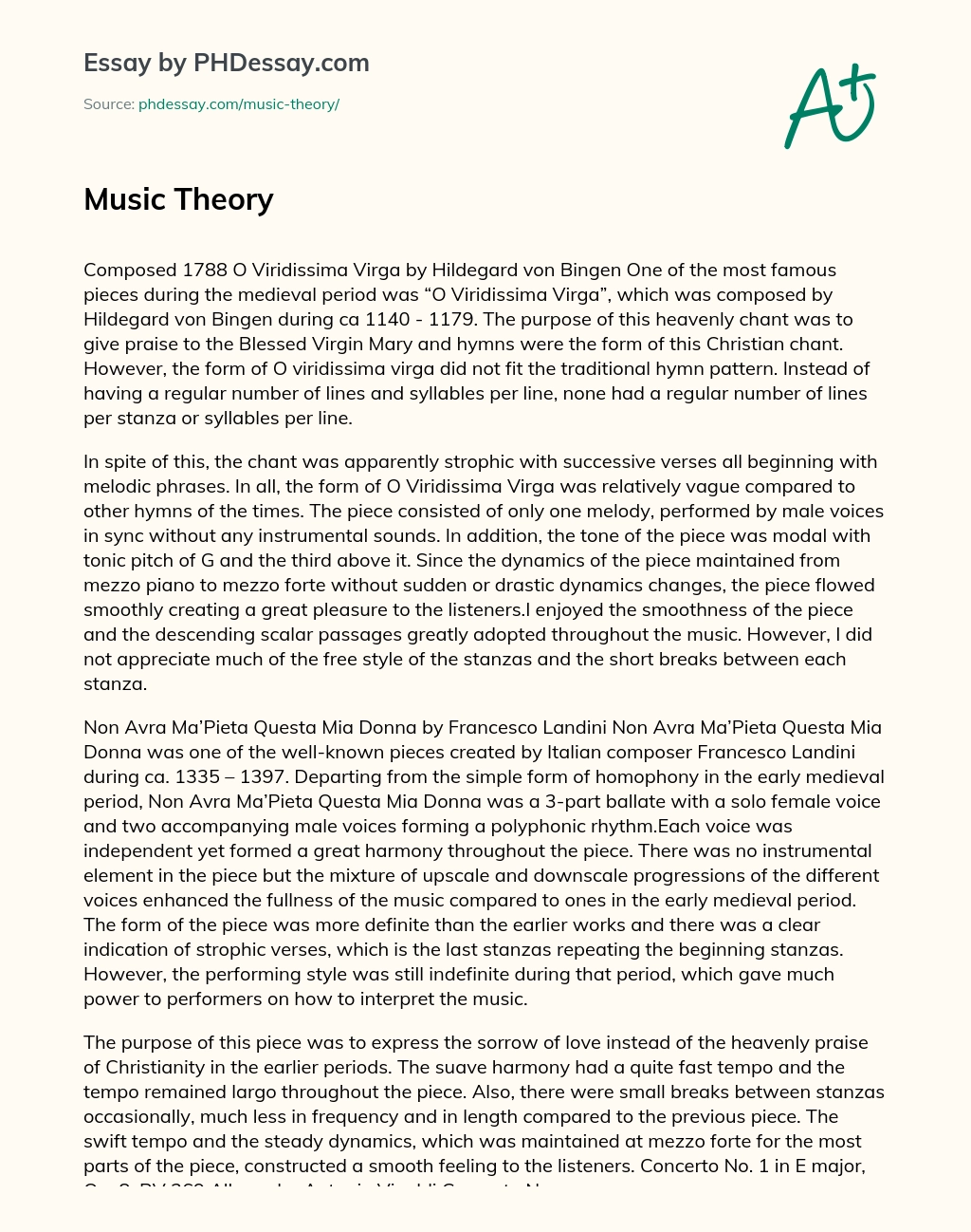 Music Theory essay