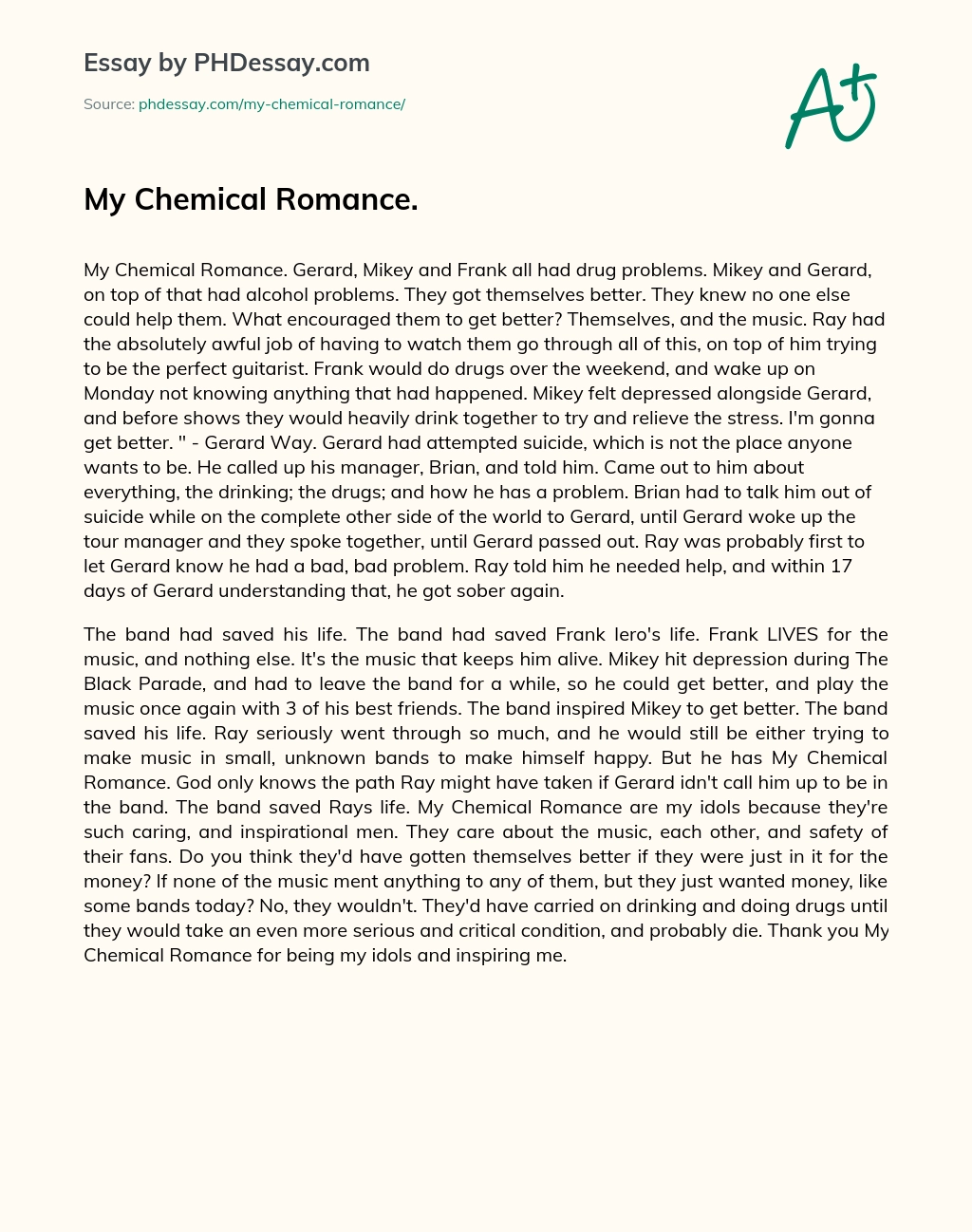 My Chemical Romance. essay