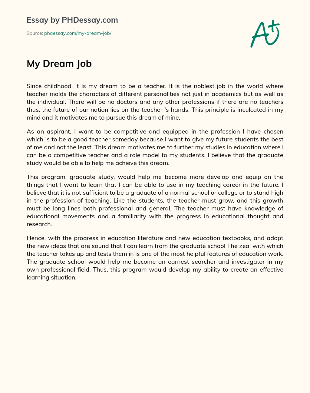 My Dream Job essay