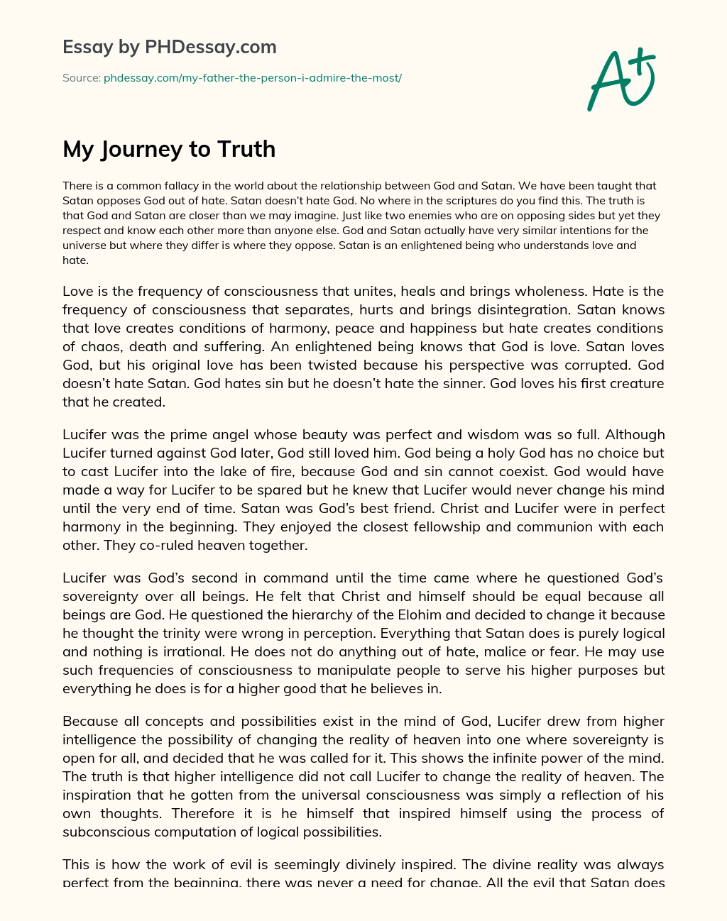 My Journey to Truth essay