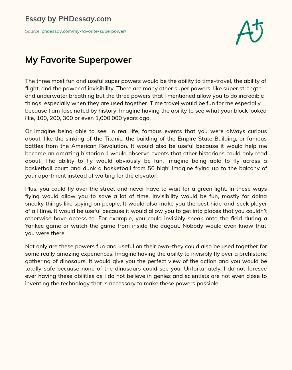 essay about superpower