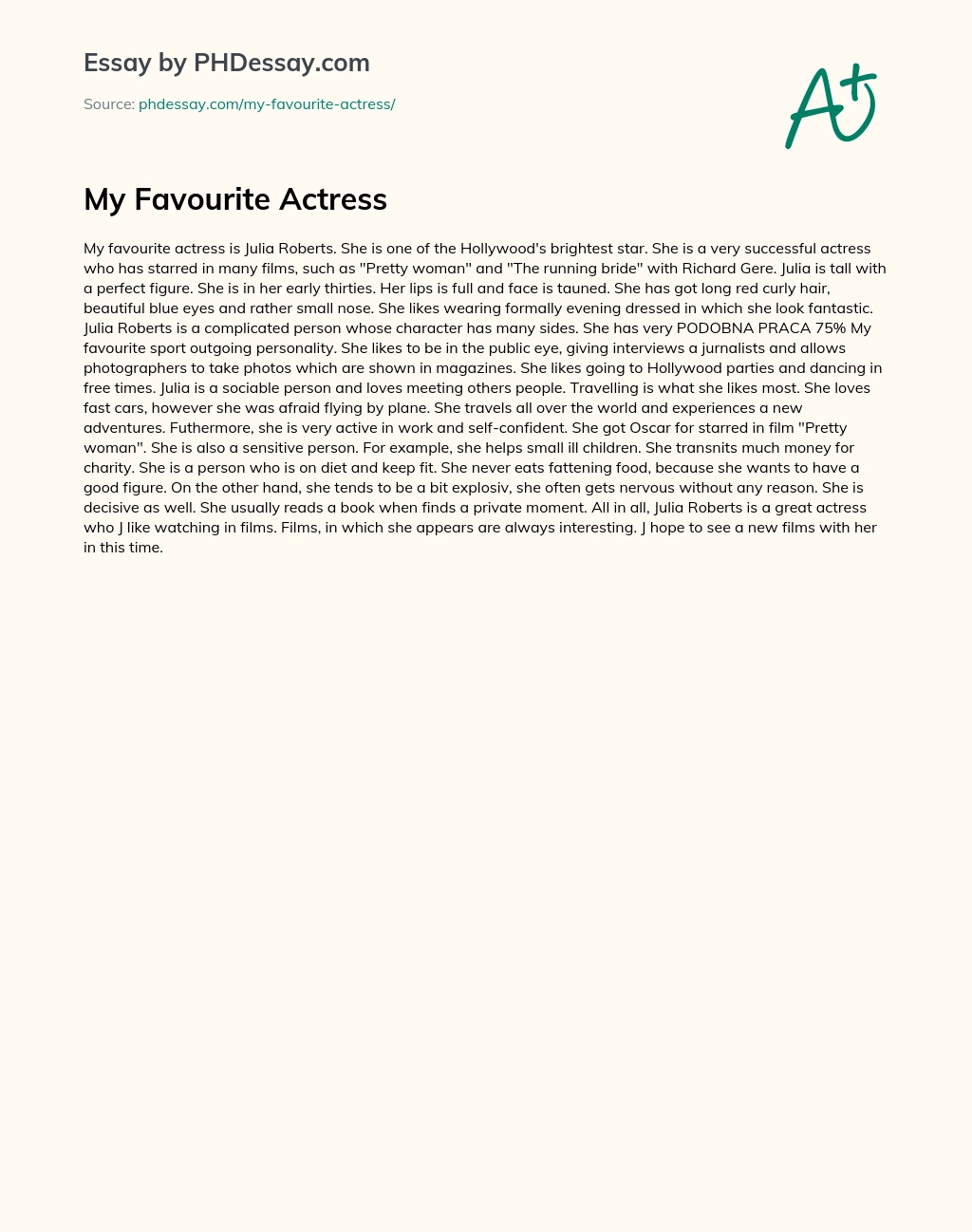 My Favourite Actress essay