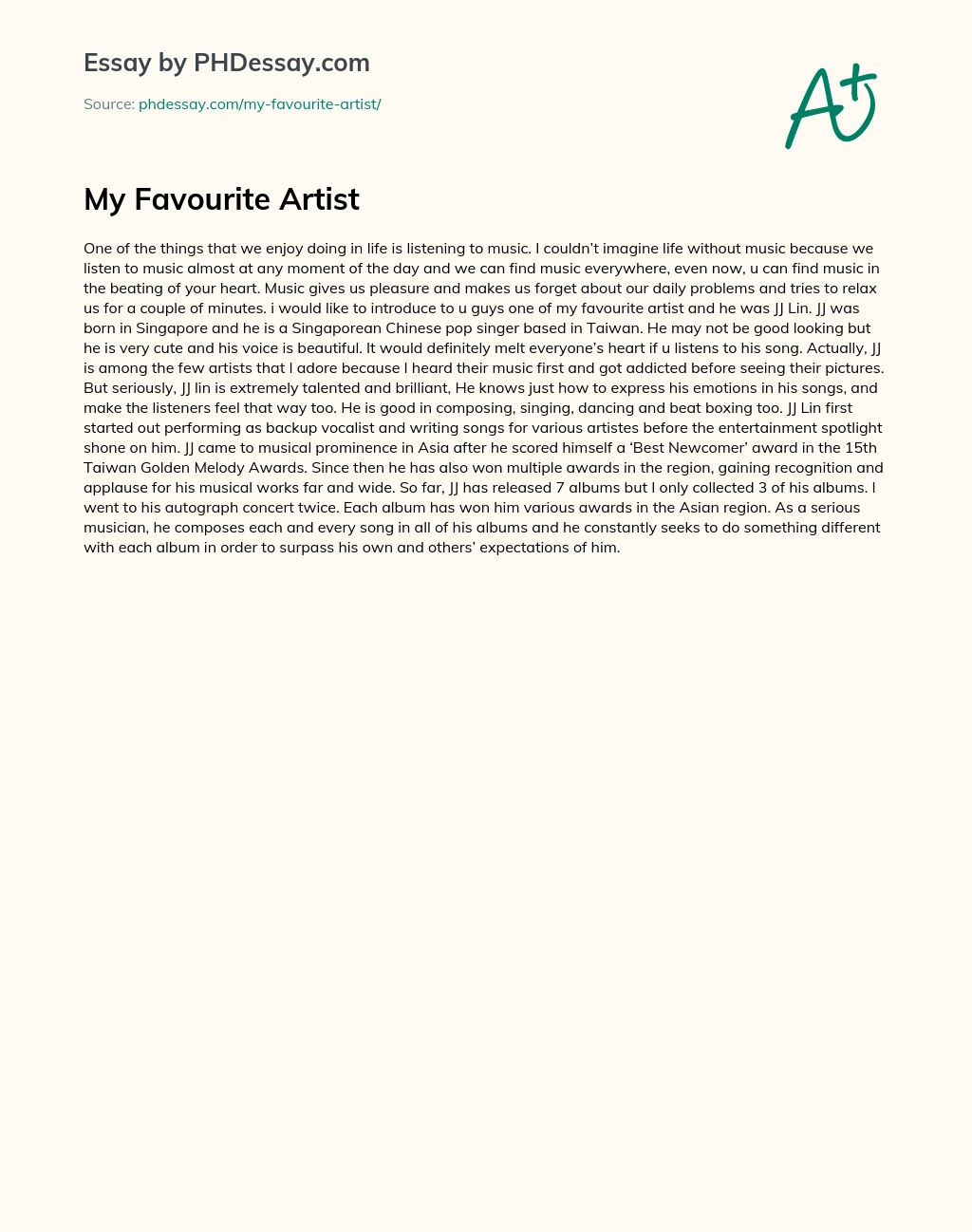 essay about your favorite artist
