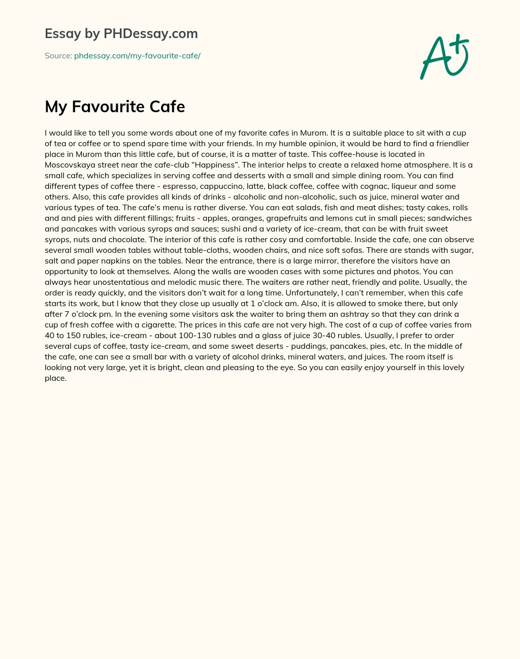My Favourite Cafe essay