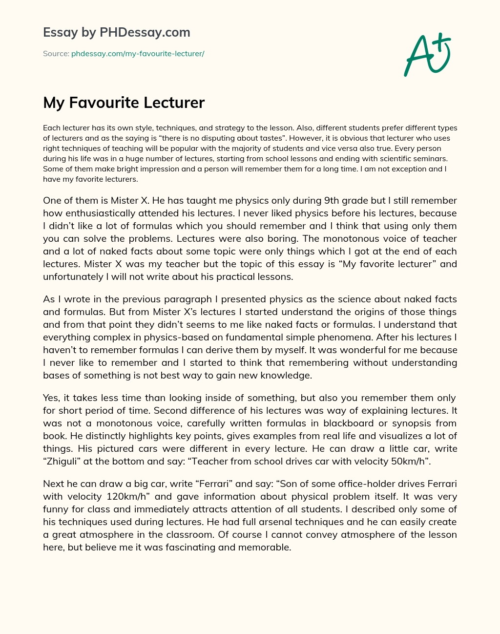 My Favourite Lecturer essay