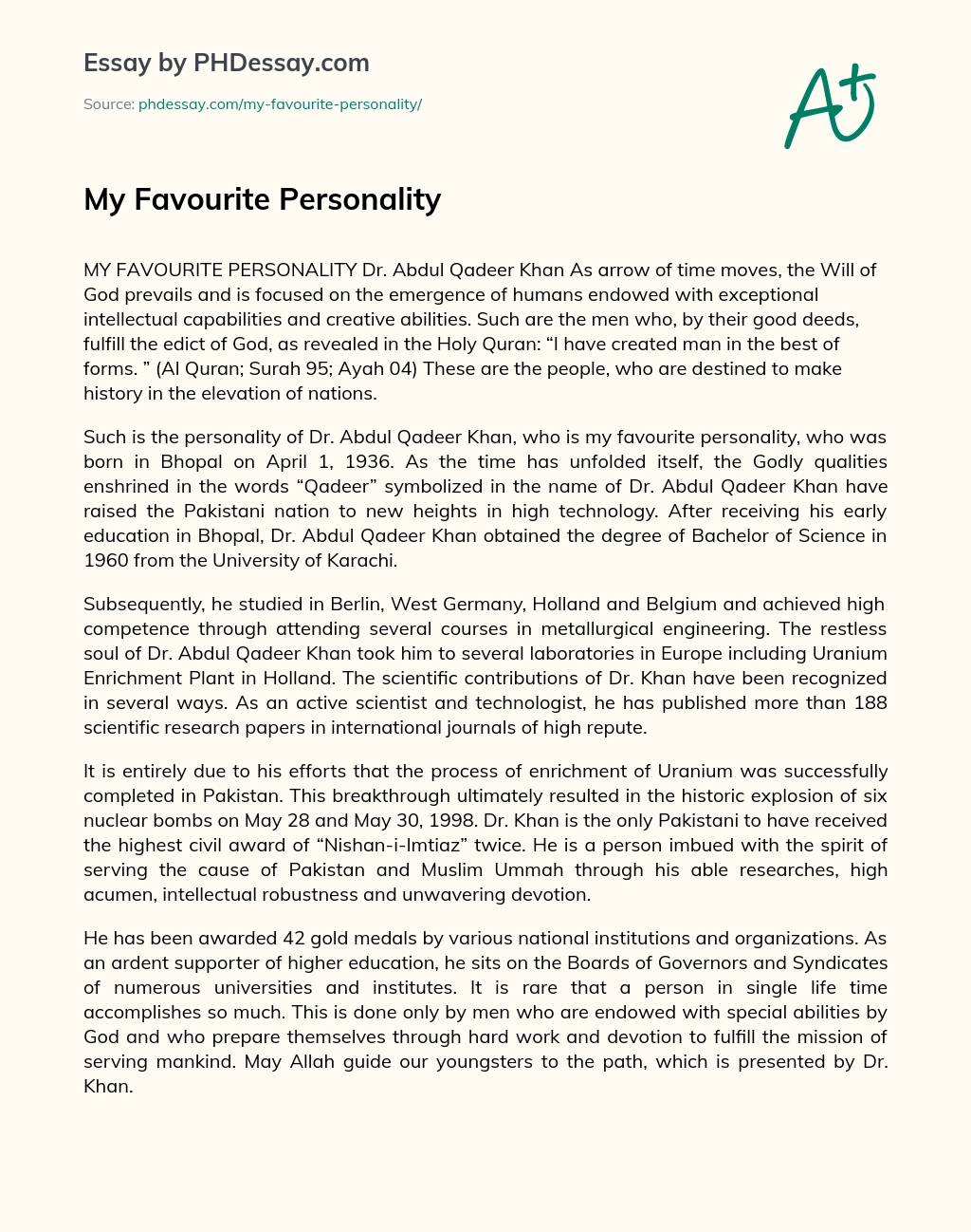 My Favourite Personality essay