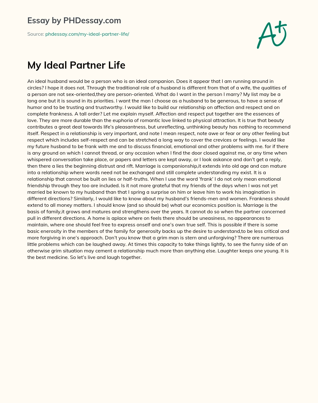 ideal life partner essay